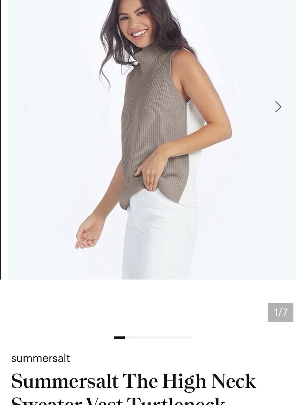 summersalt The High Neck Sweater Vest Turtleneck Sleeveless Sweater.